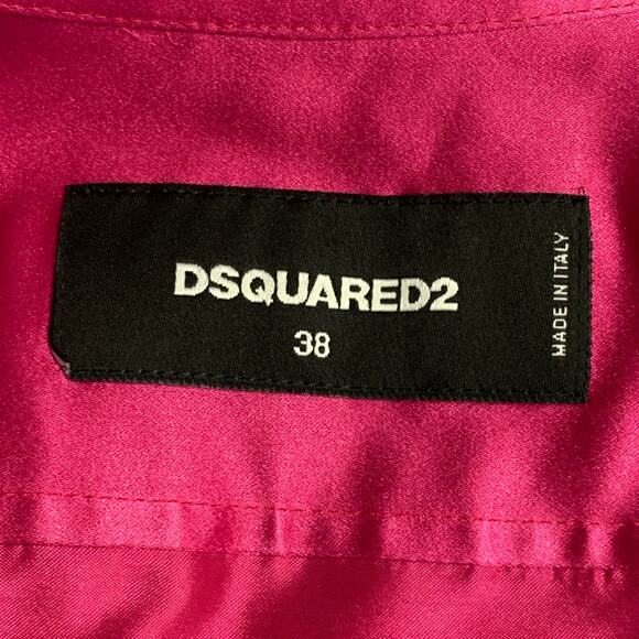 DSQUARED2 Size XS Fuchsia Silk Sleeveless Bow Dress Top - Picture 7 of 10
